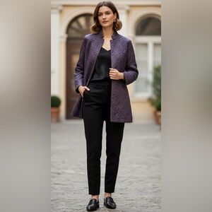 Eileen Fisher Tussah Silk Quilted Jacket Blazer Size S